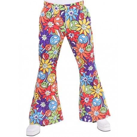 Déguisement pantalon hippie smile homme : Déguisements hippie 70's