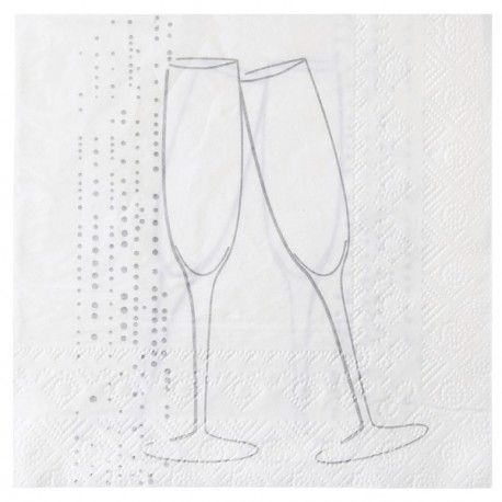 Serviettes de table champagne argent papier blanc x20 - Baiskadreams.com