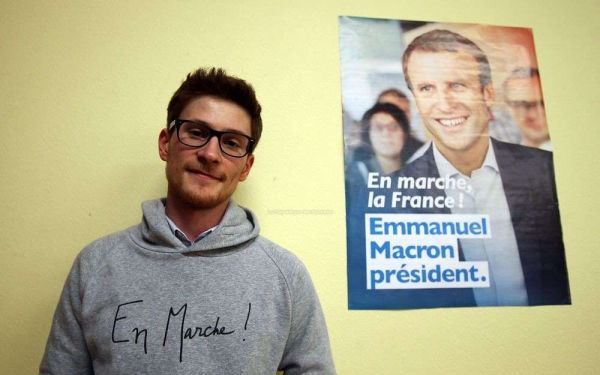 Première campagne pour Pierre-Louis Tanzer, étudiant de 20 ans à Angoulême et soutien de Macron