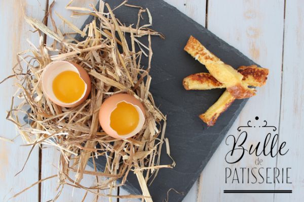 Œufs en Trompe-l'œil et mouillettes – Panna Cotta à la mangue et brioche perdue