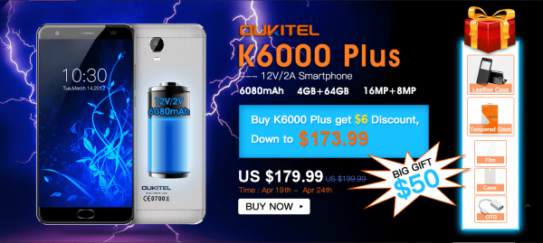 Oukitel K6000 Plus à 179,99$ avec en cadeau 50$ d'accessoires • PhoneDroid