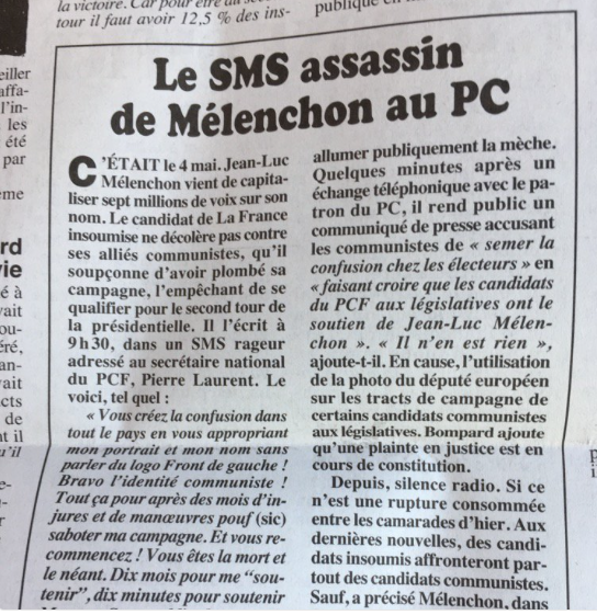 « Vous êtes la mort et le néant ». Le SMS assassin de Jean-Luc Mélenchon à Pierre Laurent - Blog des Militants Communistes de l'Arrageois