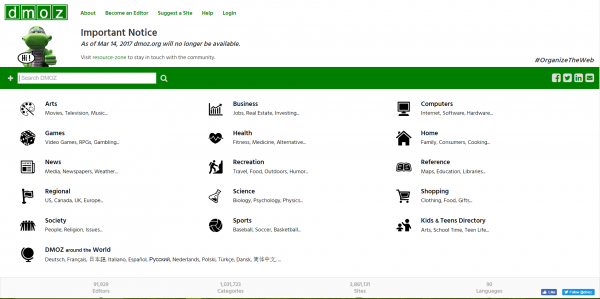 DMOZ : la fin d'un annuaire mythique | Labo JNG WEB