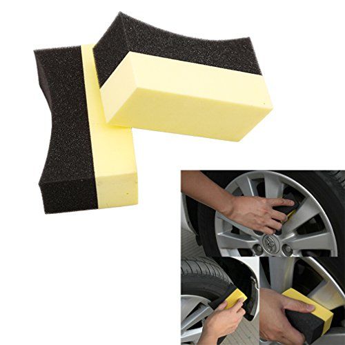 HENGSONG 2pcs Pneus de Voiture Jante Brosse Lavage de Voiture Nettoyage Eponge Epilation