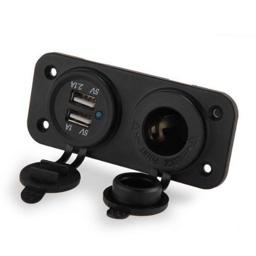 TOOGOO(R)Adaptateur Prise Allume Cigare Chargeur 2 Ports USB 12V Pour Moto Auto Voiture