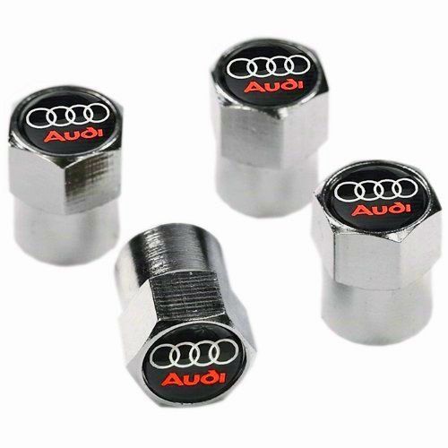 JK Emporium Dustcaps Audi VC09 Capuchons anti-poussière pour pneus de voiture, métal chromé