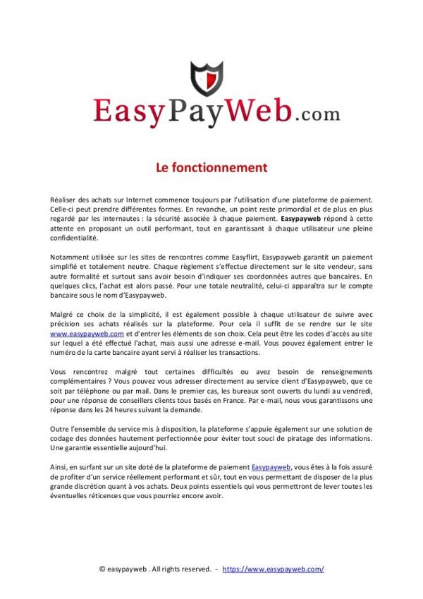 Easypayweb - Le fonctionnement