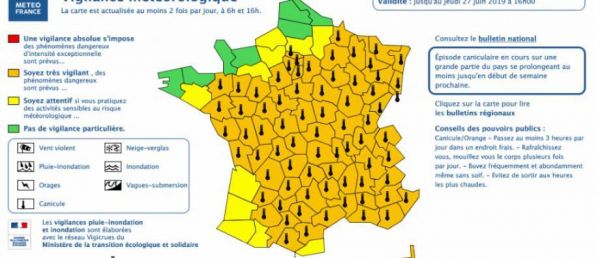 Spéciale Canicule: La vigilance orange "canicule" vient d'être étendue à 78 départements français par Météo France