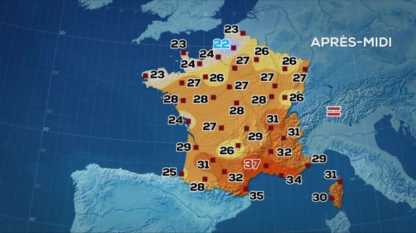 Les prévisions météo du JT de 13 heures du 12 juillet 2019
