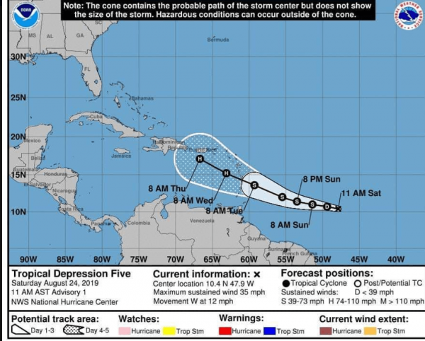 Dépression tropicale : la 5ème de la saison se développe et pourrait se transformer en un ouragan mercredi, prédit le NHC