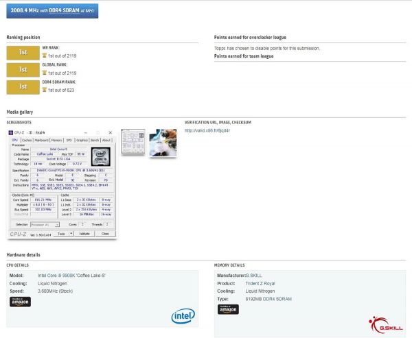 GSkill bat un nouveau record du monde de vitesse sur DDR4 avec 6016.8 MHz
