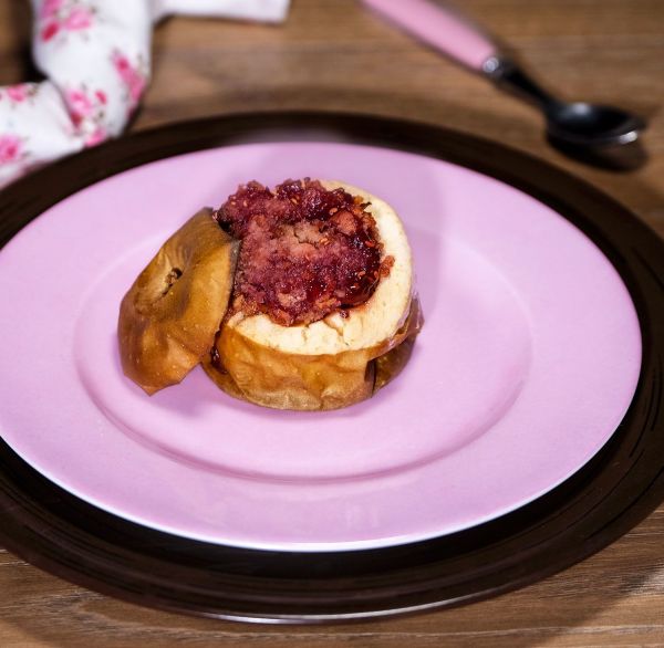 Pommes au four briochée à la confiture de framboises