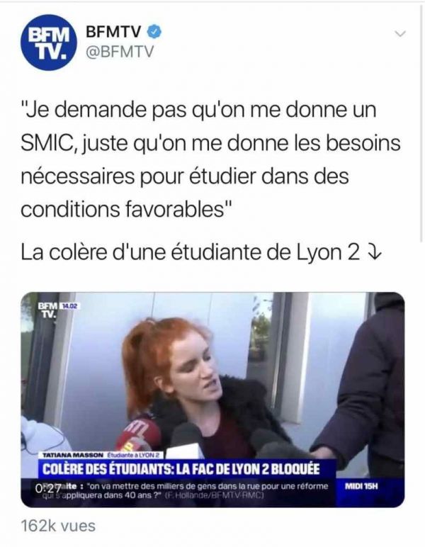L'étudiante vu sur BFHAINE qui milite contre la précarité s'offre des voyages sur des îles paradisiaques (video media fr)
