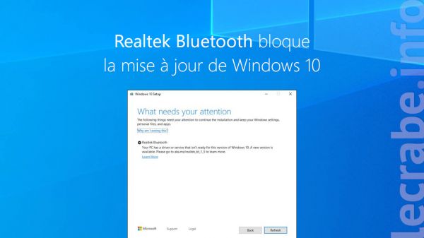 Realtek Bluetooth bloque la mise à jour de Windows 10