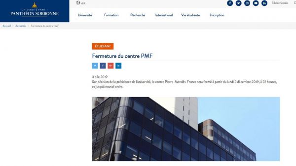 La fermeture de Tolbiac "par mesure de précaution" attise la colère des étudiants
