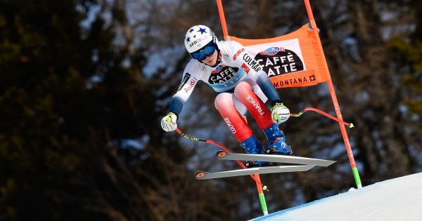 Crans Montana : Romane Miradoli dossard 4 de la deuxième descente