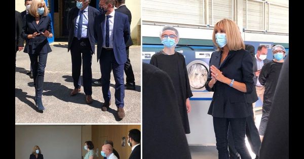 Brigitte Macron hors de l'Élysée : masquée et élégante sur le terrain
