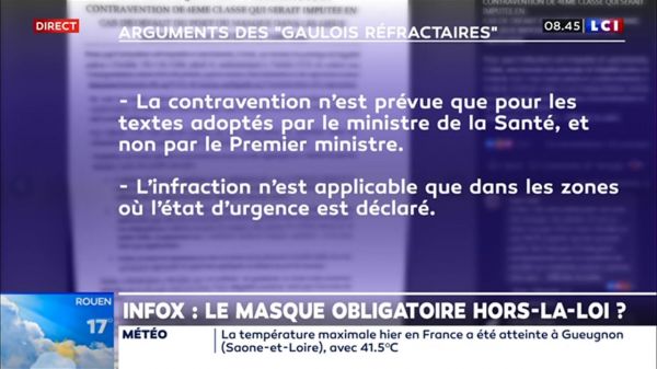 Non, l'amende de 135 euros pour non port du masque n'est pas illégale