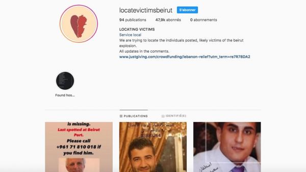Explosions à Beyrouth : un compte Instagram pour aider les habitants à retrouver leurs proches