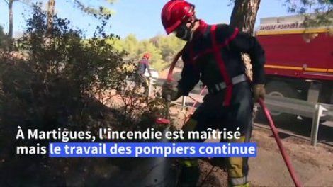 Incendie à Martigues: les pompiers contre le vent