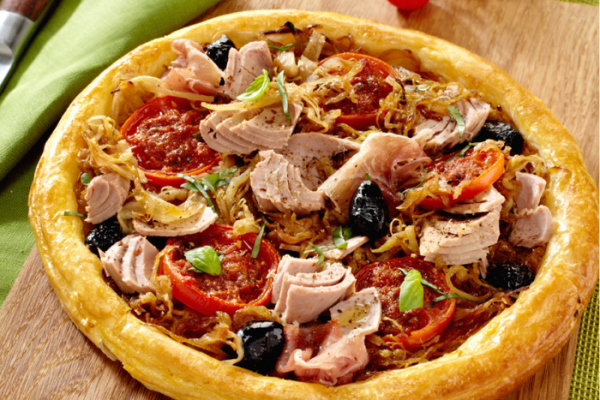 Tarte fine au thon et jambon de Parme