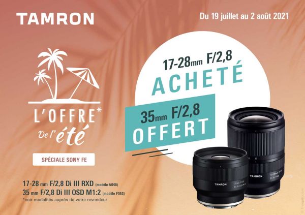 Bon plan Tamron : un objectif 35 mm f/2,8 offert pour l’achat de l’ultra grand-angle Tamron 17-28 mm f/2,8 Di III RXD en monture Sony FE