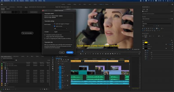 Adobe Premiere Pro 15.4 : sous-titrage automatique des vidéos et version native Apple M1