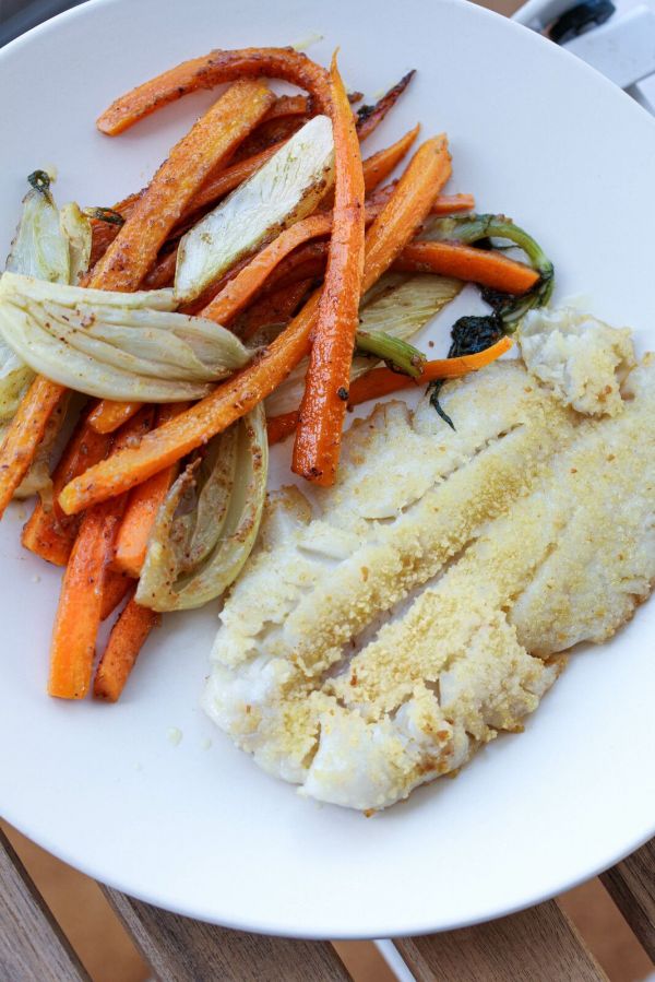 Filet de Merlan, carottes et fenouil braisés