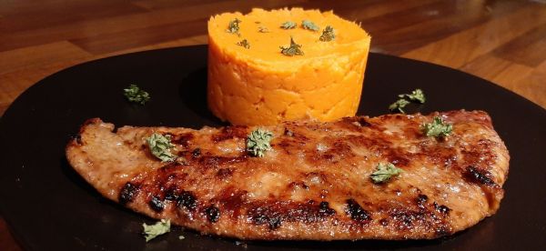 Foie de veau avec sa purée de patates douces. Recette originale de purée