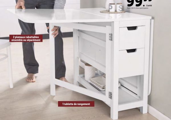 Lidl : table pliante avec rangements à 99,99 €