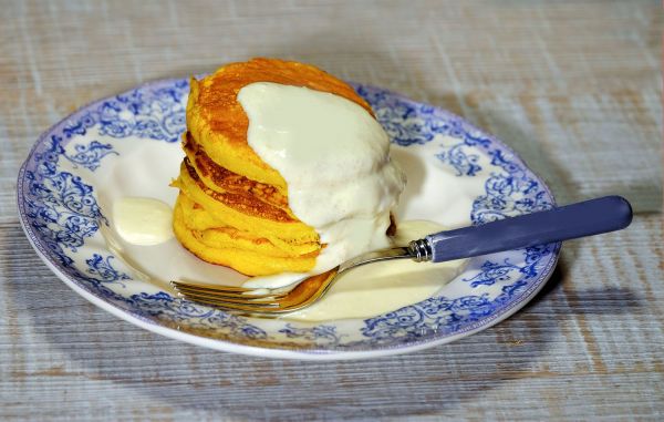 Pancakes à la butternut, crème de fromage