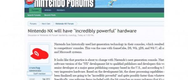 La Nintendo NX serait "incroyablement puissante"