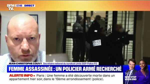 Policier recherché après la découverte d'une femme morte: "Il a son arme de service avec lui", d'après Jean-Christophe Couvy du syndicat Unité SGP Police FO
