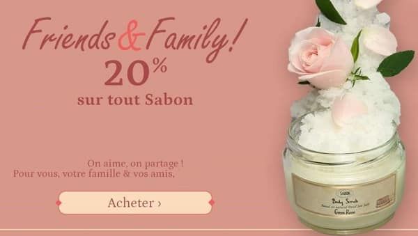Friends & Familly de Sabon = 20% de remise sur toute votre commande