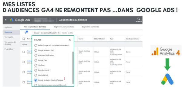 Pourquoi les listes d'audiences ne remontent-elles pas dans google ads ?