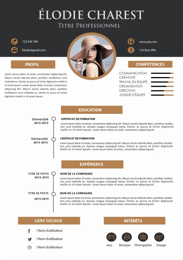 CV Original Avec Photo 100% éditable - Emploi et Formation