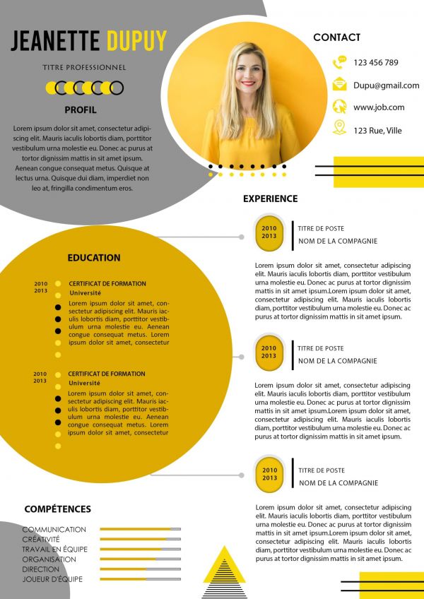 CV Original Jaune Avec Un Design Pro - Emploi et Formation