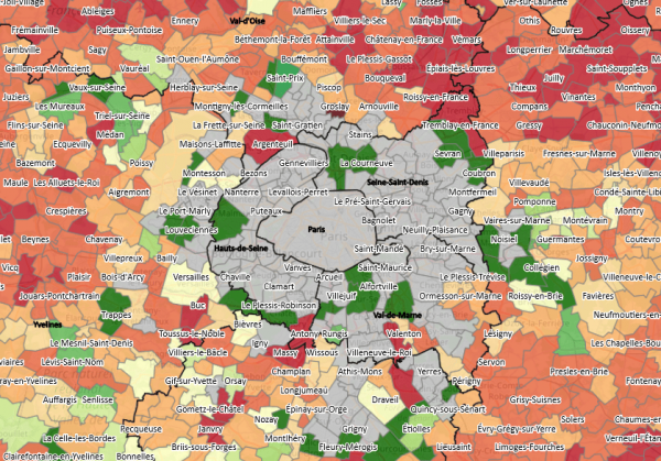 Voici une carte de France de la présence de pesticides par commune