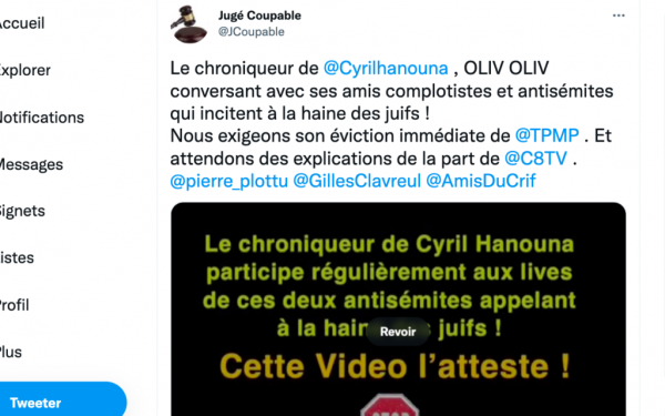 Un appel au renvoi d'un chroniqueur de TPMP proche de sphères antisémites