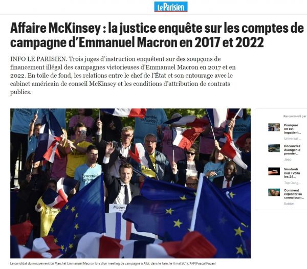 Enfin : la justice enquête sur les comptes de campagne d'Emmanuel Macron en 2017 et 2022 (Affaire McKinsey)