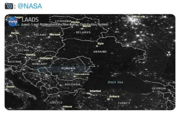 Le "blackout" qui plonge une partie de l'Ukraine dans le noir vu depuis l'Espace