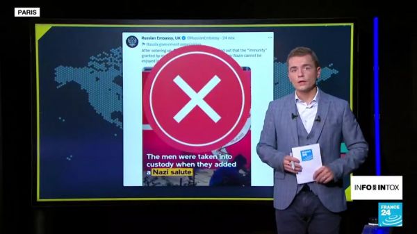 VIDEO. "Info ou Intox" : Un faux reportage d'Al Jazeera mêle coupe du Monde, supporters ukrainiens et graffitis nazis