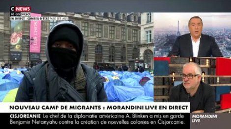 Un jeune migrant du camp de migrants devant le Conseil d'Etat témoigne dans "Morandini Live"