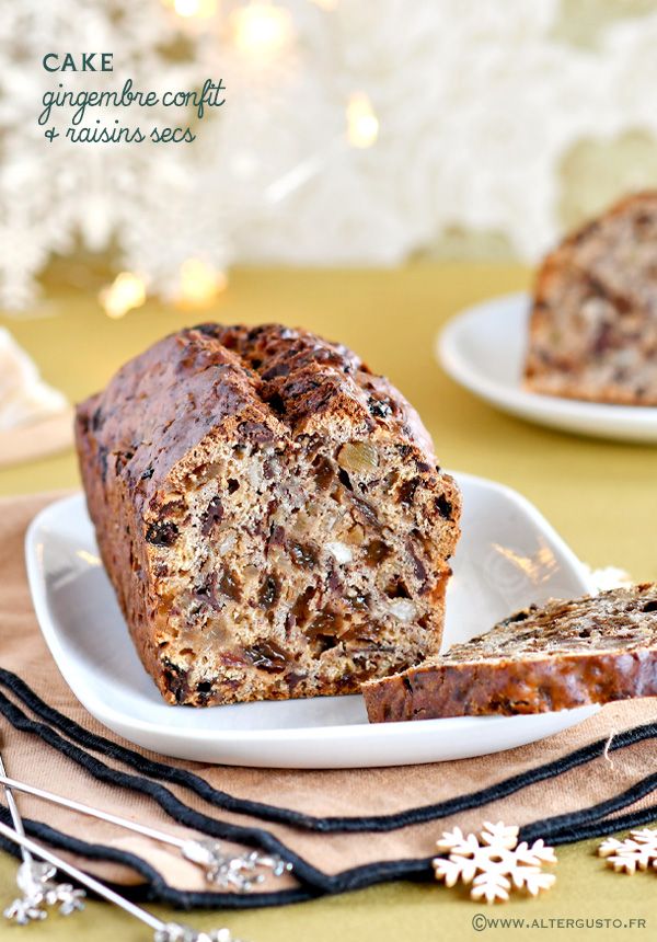 Cake au gingembre confit & raisins secs