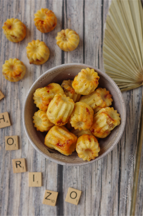 Mini cannelés chorizo/parmesan et cacahuètes