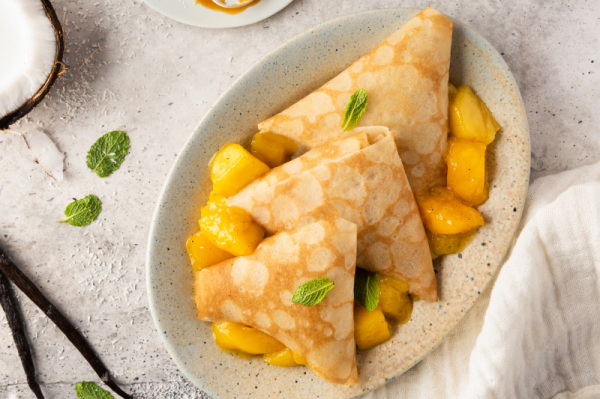 Samossas de crêpes à la mangue aux notes asiatiques