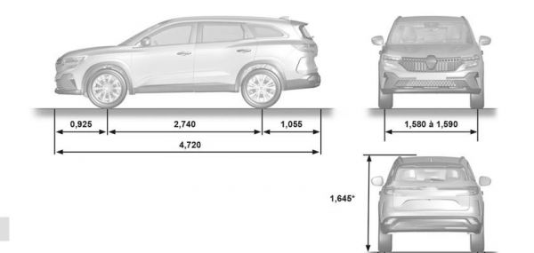 Renault Espace 6 (2023). La notice de l'Austral révèle les caractéristiques du « châssis long »