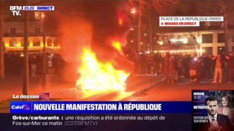 Paris: des tensions place de la République en marge du rassemblement contre la réforme des retraites
