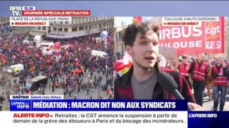 Retraites: des employés de chez Airbus se sont mobilisés dans les rues de Toulouse