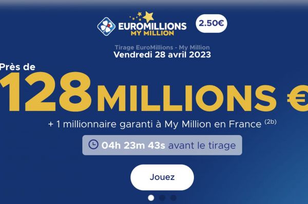 Résultat de l'Euromillions (FDJ) : le tirage du vendredi 28 avril 2023, 128 millions d'euros en jeu